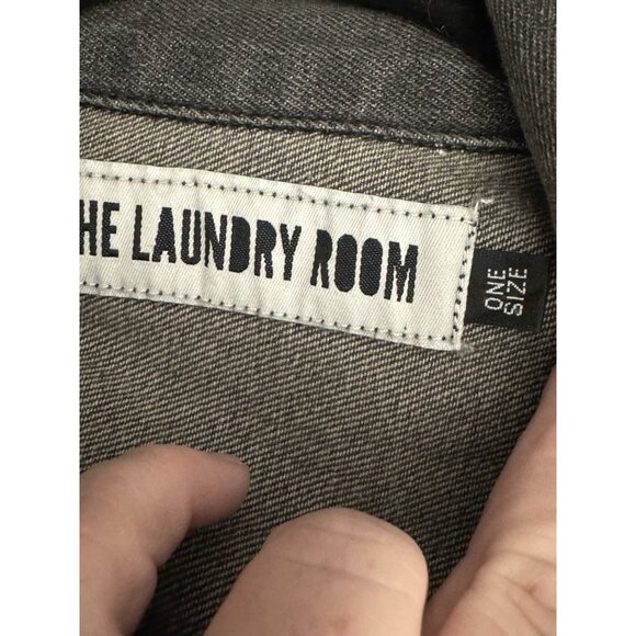 The Laundry Room Jean Jacket One Size Moto Acid Wash Rose All Day Preppy Y2K - Picture 7 of 12
